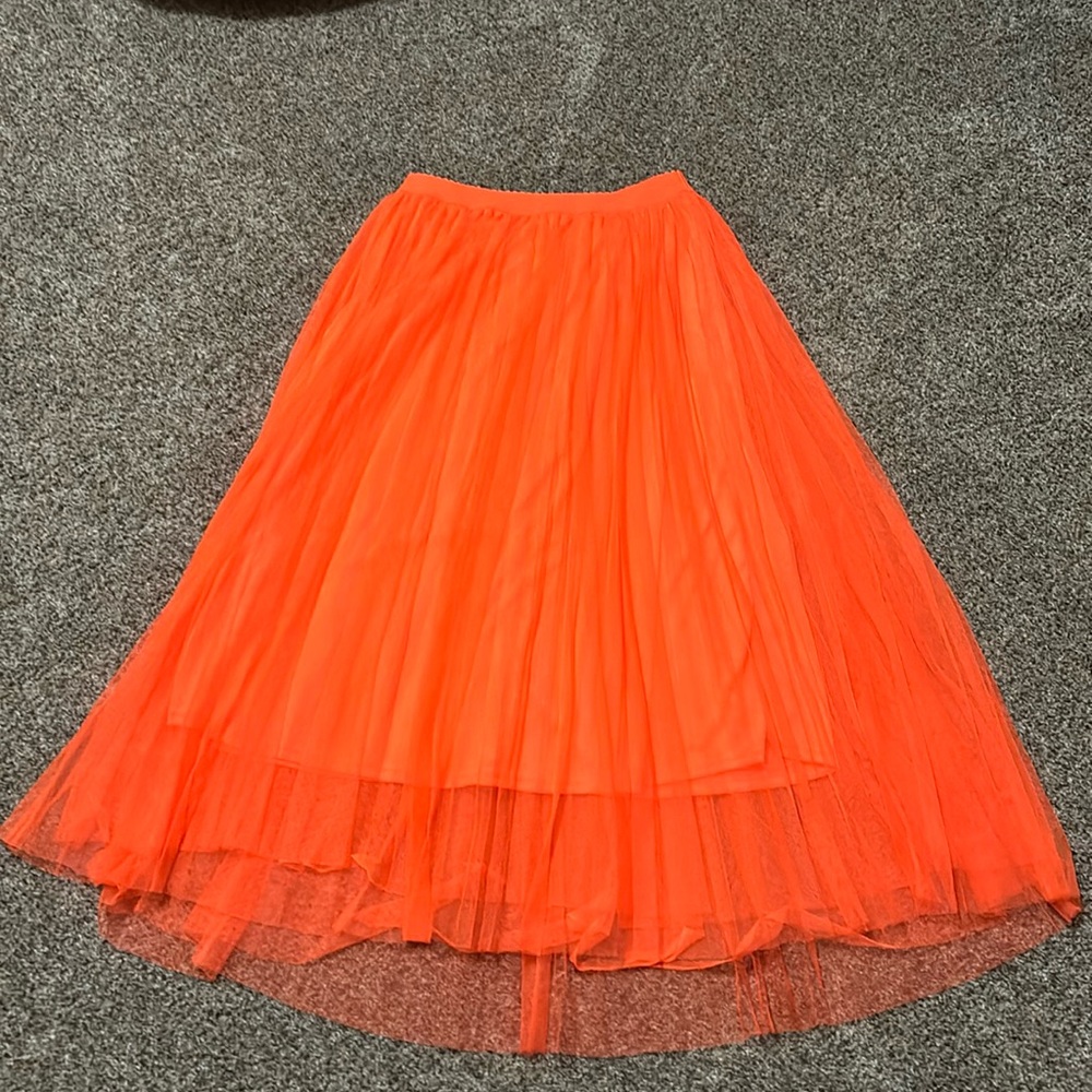 New Orange Tulle Skirt Elastic Waist